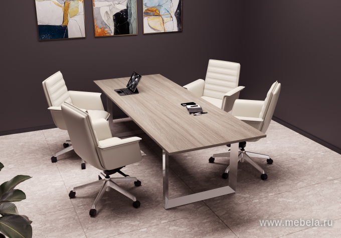 Стол для переговоров на О-образном металлокаркасе