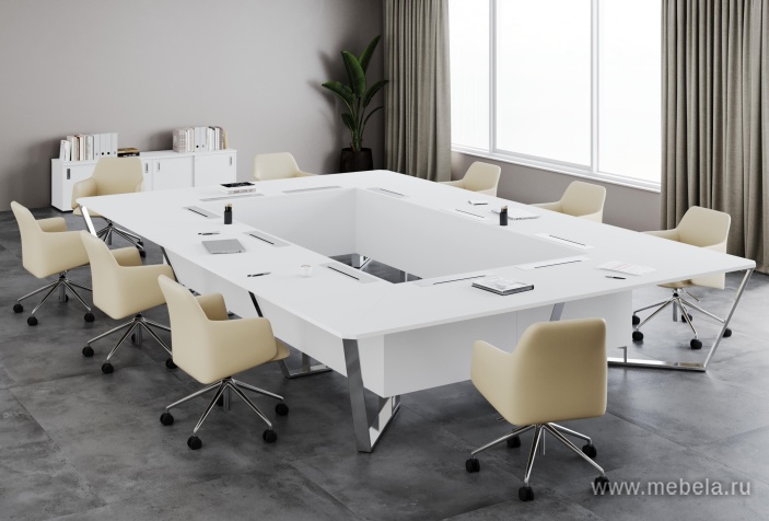 Стол переговорный квадратный с лючками из нержавеющей стали