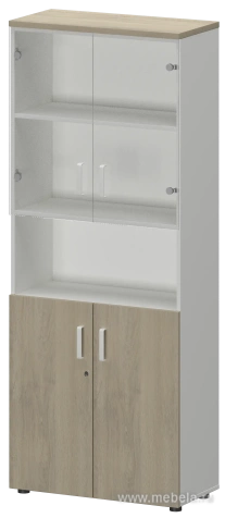 Офисный шкаф комбинир. со стеклом + открытая полка