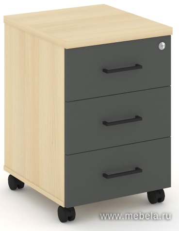 Тумба мобильная 3 ящика. Стандартные колеса