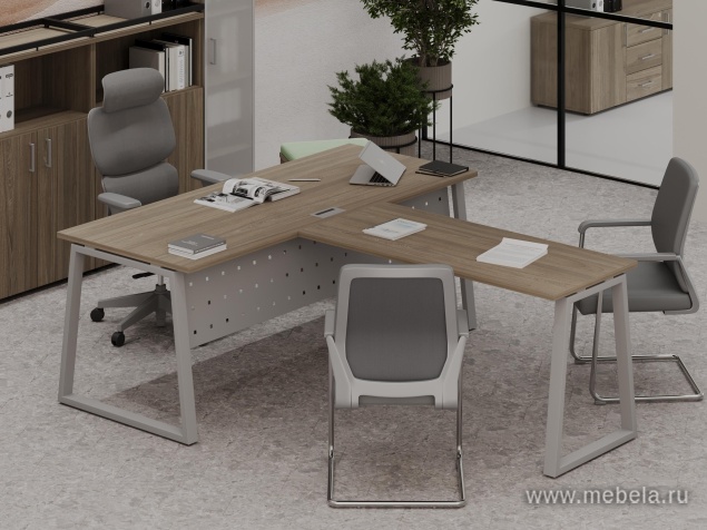 Офисный шкаф средний широкий (2 низких фасада стекло сатин в раме, задняя стенка ЛДСП