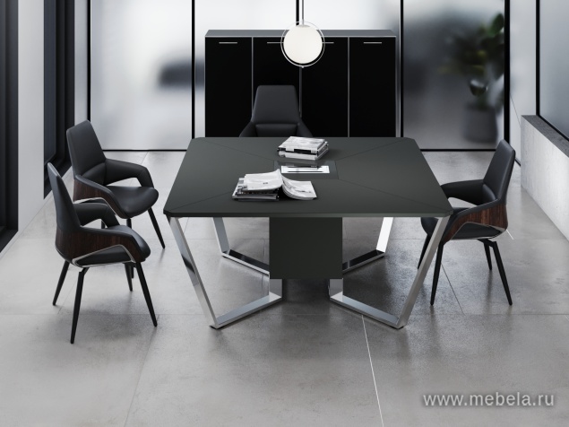 Стол переговорный квадратный с лючками из нержавеющей стали