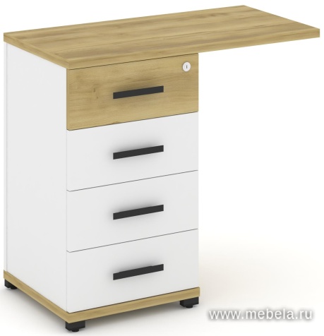 Тумба приставная узкая со свесом 4 ящика.