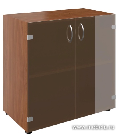 Офисный шкаф широкий низкий с тонир. стеклом (без топа)