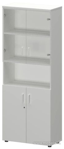 Офисный шкаф комбинир. со стеклом + открытая полка