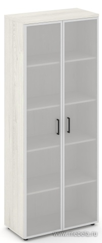 Офисный шкаф высокий широкий (2 высоких фасада стекло сатин в раме, задняя стенка ЛДСП)