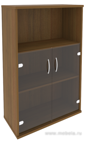 Офисный шкаф средний со стеклом и открытой полкой