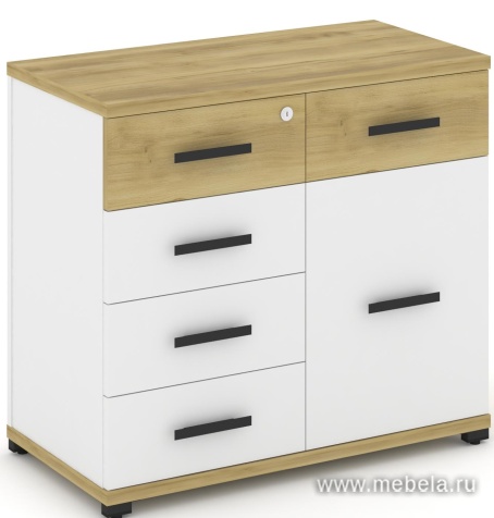 Тумба приставная широкая 5 ящиков + 1 распашной фасад.