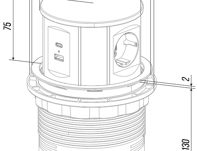 фото Розетка круглая G10703N-2AC №4
