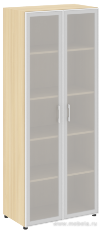 Офисный шкаф высокий закрытый двери стекло матовое в раме