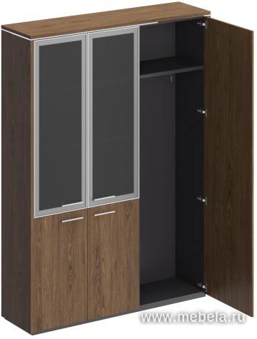 Офисный шкаф комбинированный (со стеклом + для одежды узкий)
