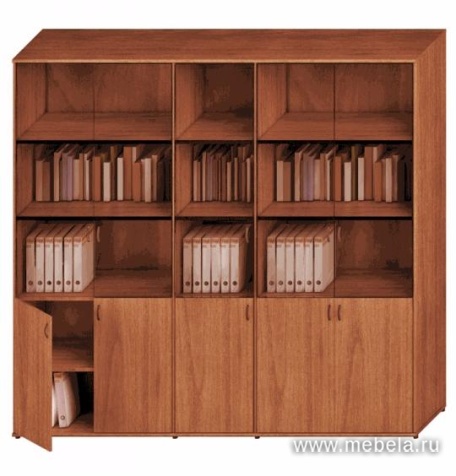 Офисный шкаф высокий комбинированный со стеклом