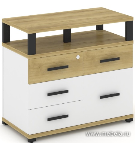 Тумба приставная широкая 4 ящика + 1 распашной фасад. С надставкой широкой.