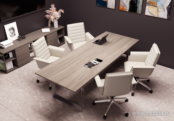 Стол для переговоров на О-образном металлокаркасе