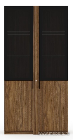 Офисный шкаф высокий комбинированный (полки стекло) с подсветкой