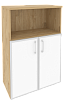 Офисный шкаф средний широкий с белым стеклом в раме