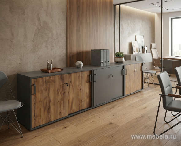 Офисная тумба для оргтехники, с нишей и распашными дверцами