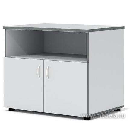 Офисная тумба для оргтехники, с нишей и распашными дверцами