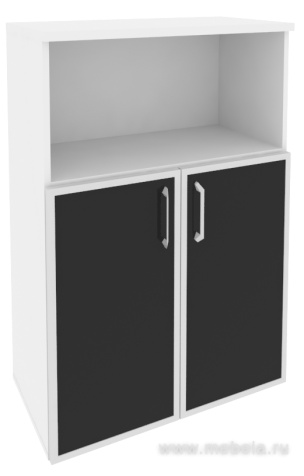 Офисный шкаф средний широкий с чёрным стеклом в раме