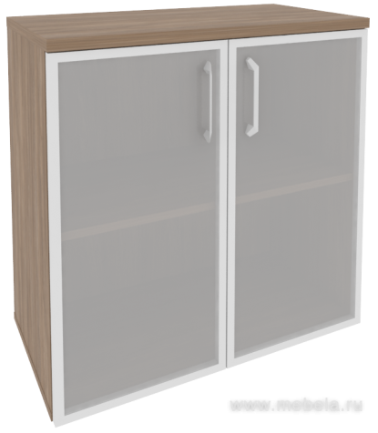 Офисный шкаф низкий широкий со стеклом в раме