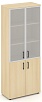 Офисный шкаф высокий широкий (2 низких фасада, задняя стенка ЛДСП + 2 средних фасада стекло сатин в раме)
