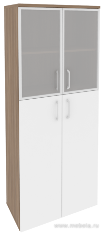 Офисный шкаф высокий широкий со стеклом в раме