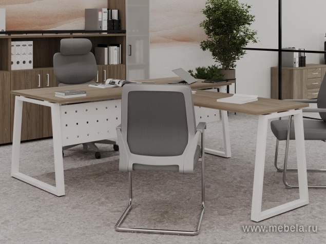 Офисный шкаф средний широкий (2 низких фасада стекло сатин в раме, задняя стенка ЛДСП