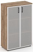 Офисный шкаф средний широкий (2 низких фасада стекло сатин в раме, задняя стенка ЛДСП
