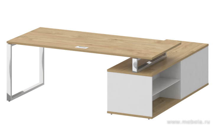 Стол руководителя на металлокаркасе с опорной греденцией (левый)