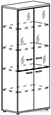 Офисный шкаф для документов со стеклянными дверьми в алюминиевой рамке (задняя стенка ДСП)