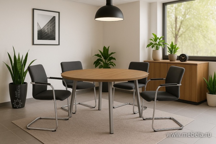 Стол для переговоров круглый (опоры прямоугольного сечения)