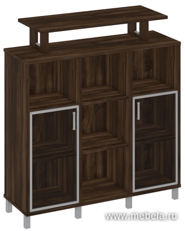 Стеллаж средний с надстройкой и стеклянными дверками