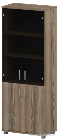 Офисный шкаф широкий высокий закрытый 4 двери (ЛДСП + стекло)