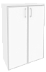 Офисный шкаф средний широкий с белым стеклом в раме