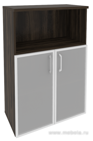 Офисный шкаф средний широкий со стеклом в раме