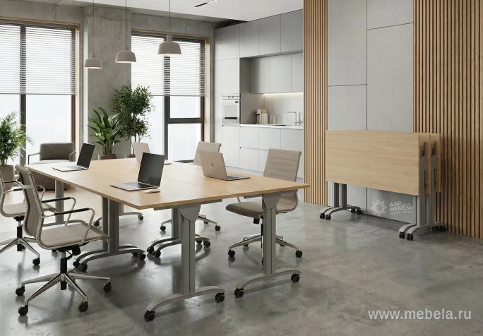 Стол складной мобильный (закругленный)