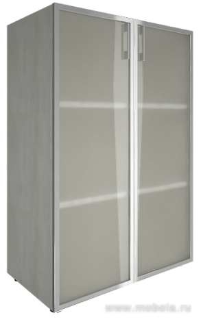  Офисный шкаф средний закрытый двери стекло в раме