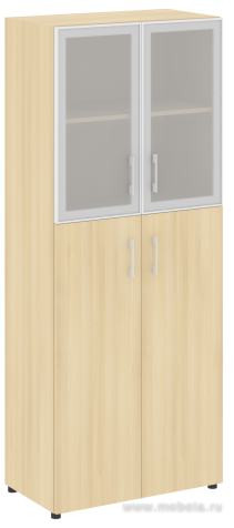 Офисный шкаф высокий комбинир. со стеклом в раме