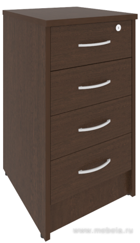 Приставная офисная тумба с замком, 4 ящика