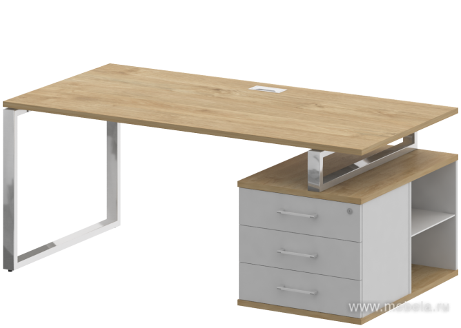 Стол руководителя на металлокаркасе с опорной тумбой (правый)