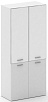 Офисный шкаф широкий высокий белое стекло