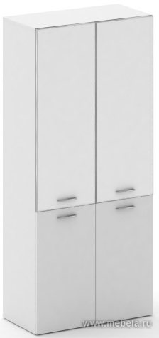 Офисный шкаф широкий высокий белое стекло