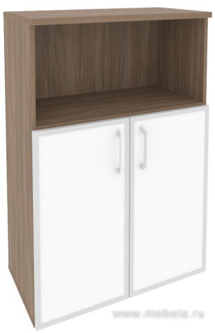 Офисный шкаф средний широкий с белым стеклом в раме