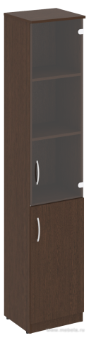 Офисный шкаф узкий комбинир. со стеклом, Л/Пр.