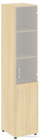 Офисный шкаф узкий комбинированный со стеклом Л/ПР