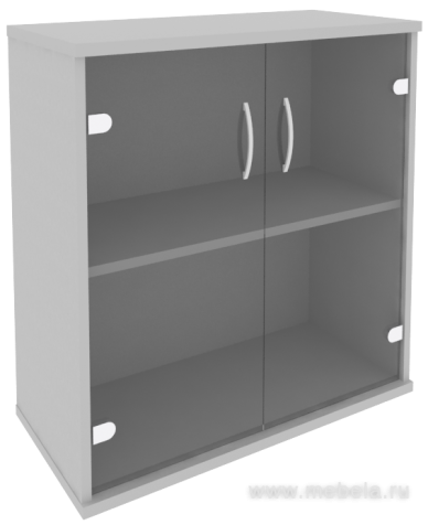 Офисный шкаф низкий широкий со стеклом