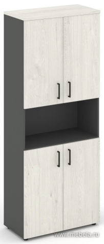 Офисный шкаф высокий широкий (4 низких фасада, задняя стенка ЛДСП