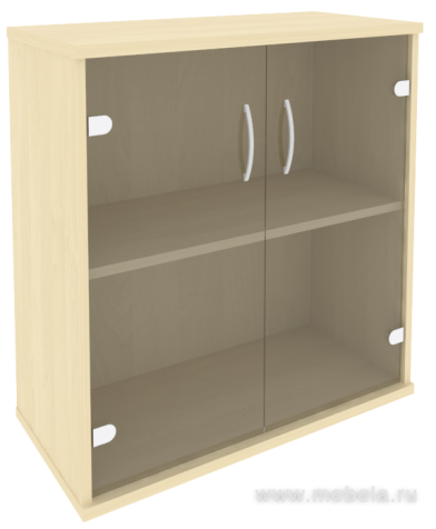 Офисный шкаф низкий широкий со стеклом