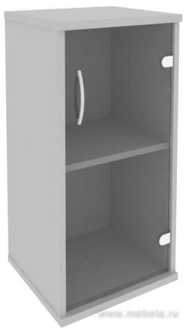 Офисный шкаф узкий низкий со стеклом, Л/Пр.