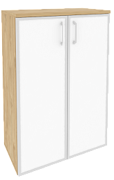 Офисный шкаф средний широкий с белым стеклом в раме